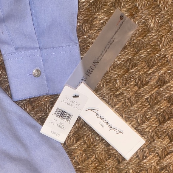 Foxcroft button down blue non iron sz 10 NWT LS - Picture 5 of 8